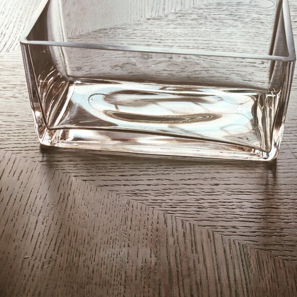 Vase for Trinkets & Plantings Thick Clear Glass Rectangle Polished Modern Art - Picture 1 of 6